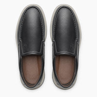 Black Leather Contrast Sole Loafers
