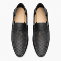 Black Breathable Leather Loafers