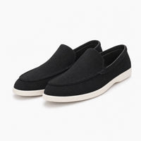 Black Suede Stitched Loafers