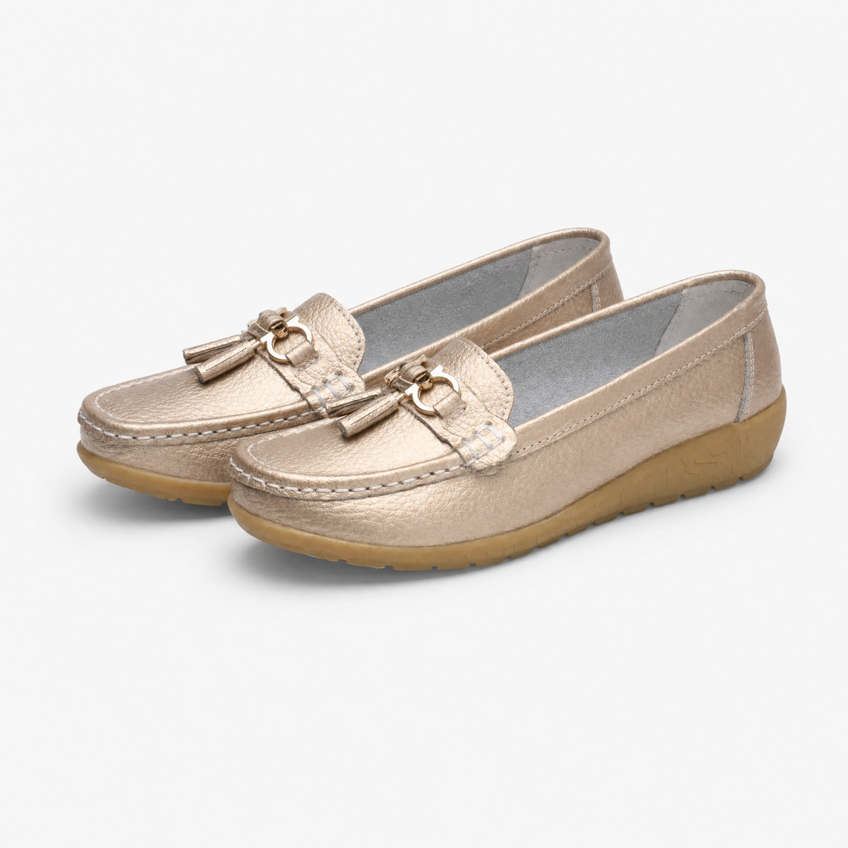 Gold Tassel Buckle Loafers