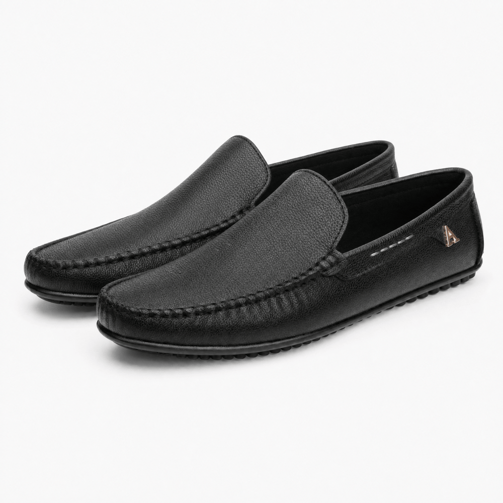 Gentry Morris Black Boat Leather Loafers