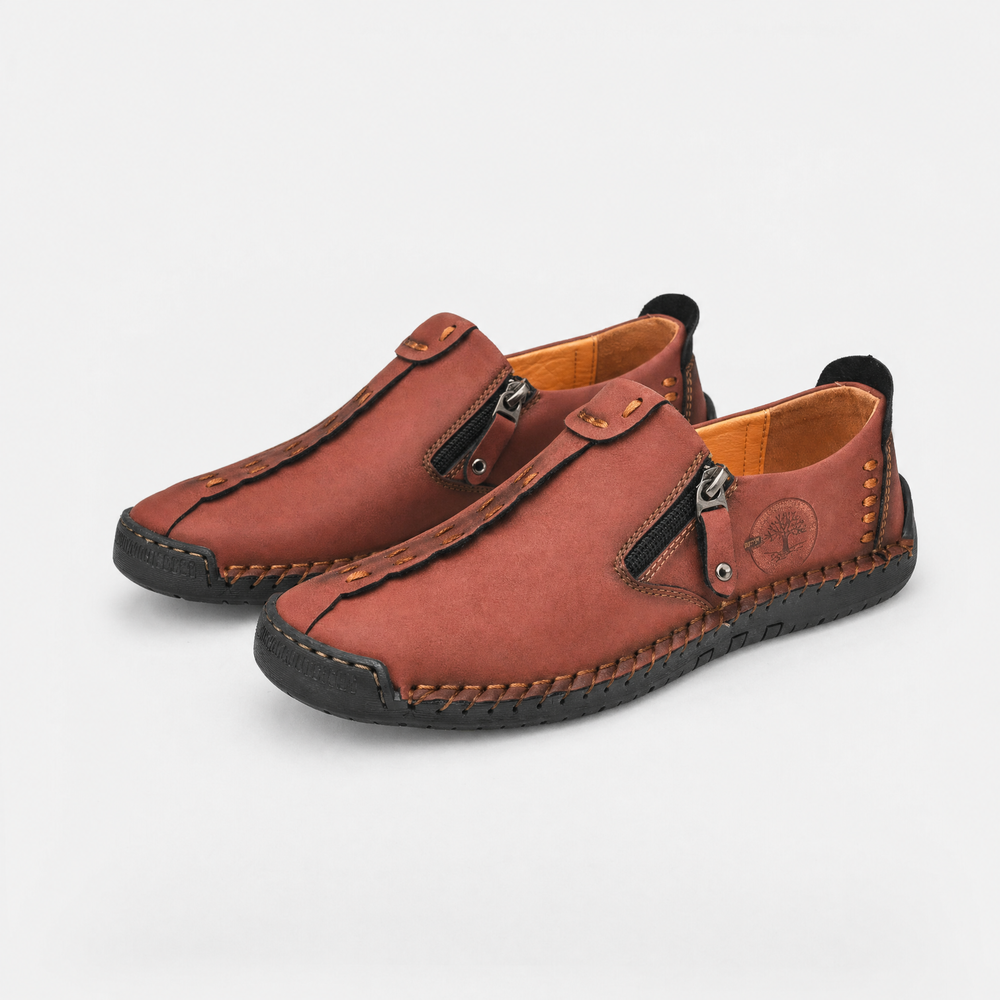 Burgundy Zip Stitch Loafers