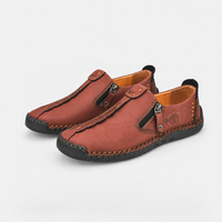Burgundy Zip Stitch Loafers