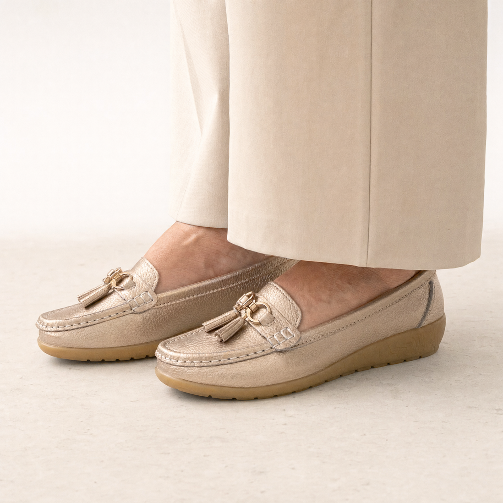 Gold Tassel Buckle Loafers