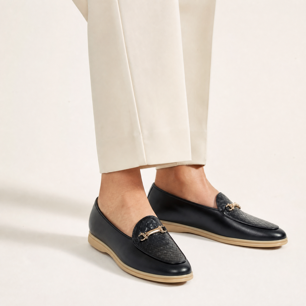 Black Patent Horsebit Trim Loafers