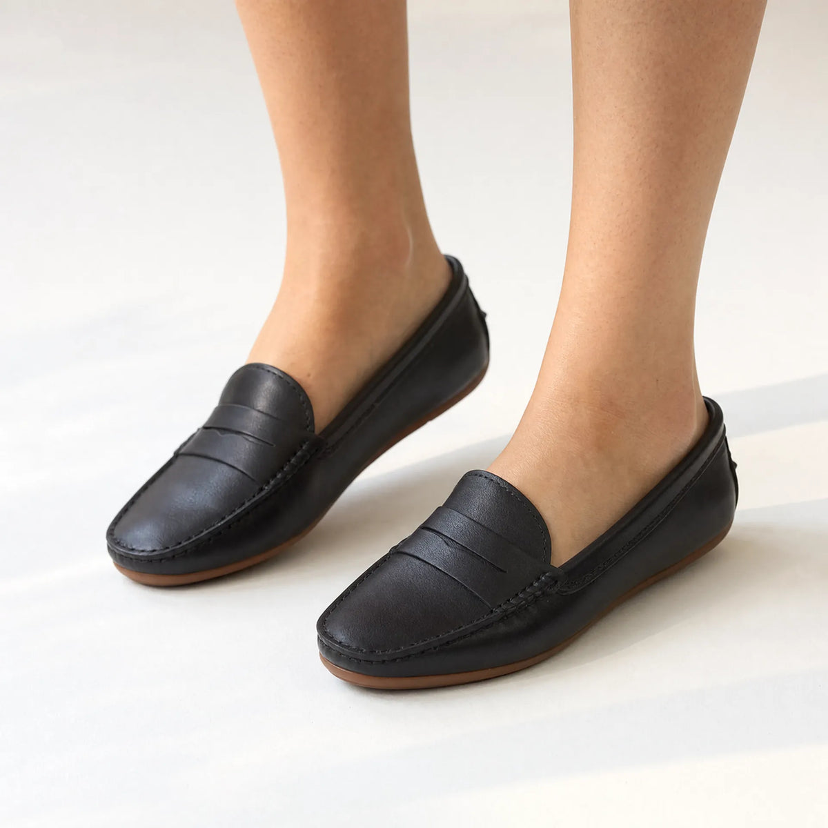 Gentry Morris Black Penny Loafers Flat Style