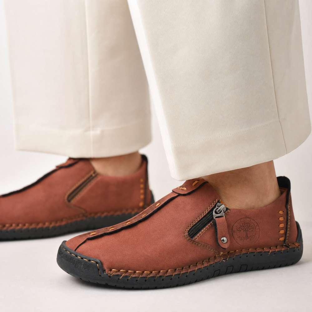 Burgundy Zip Stitch Loafers