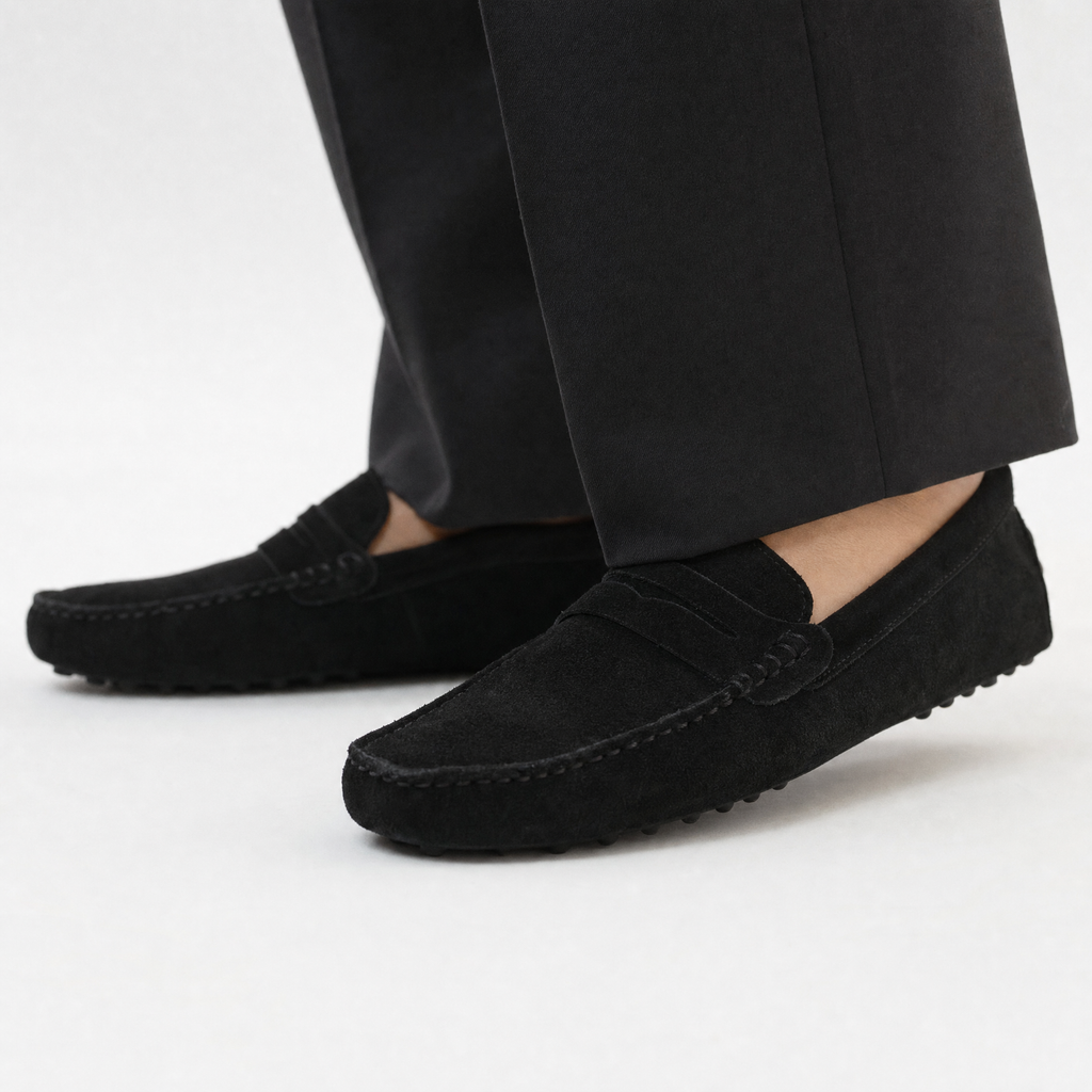 Black Penny Suede Loafers