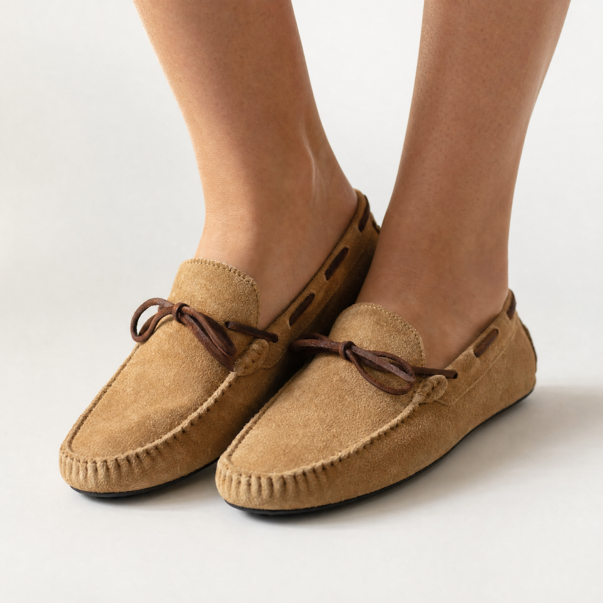 Brown Suede Lace Up Loafers