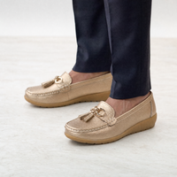 Gold Tassel Buckle Loafers
