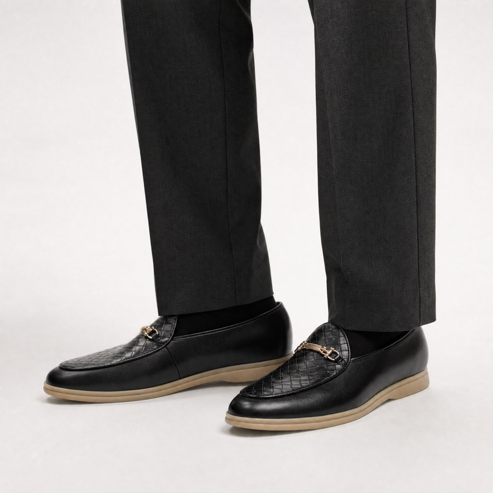 Black Patent Horsebit Trim Loafers