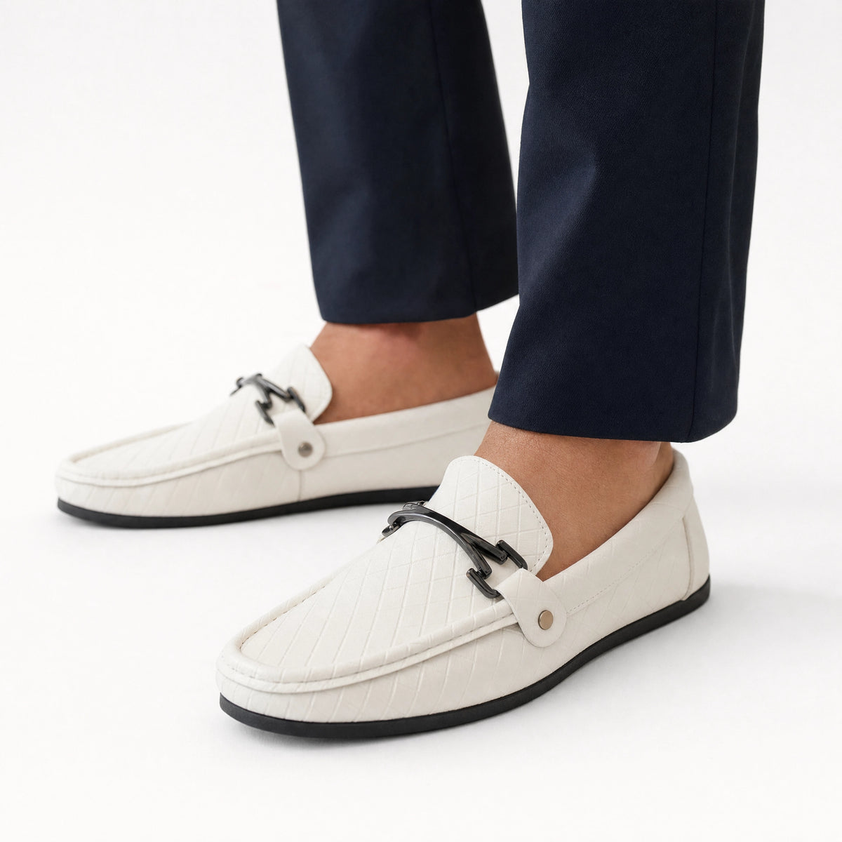 Quilted Metal Bar Loafers Boys