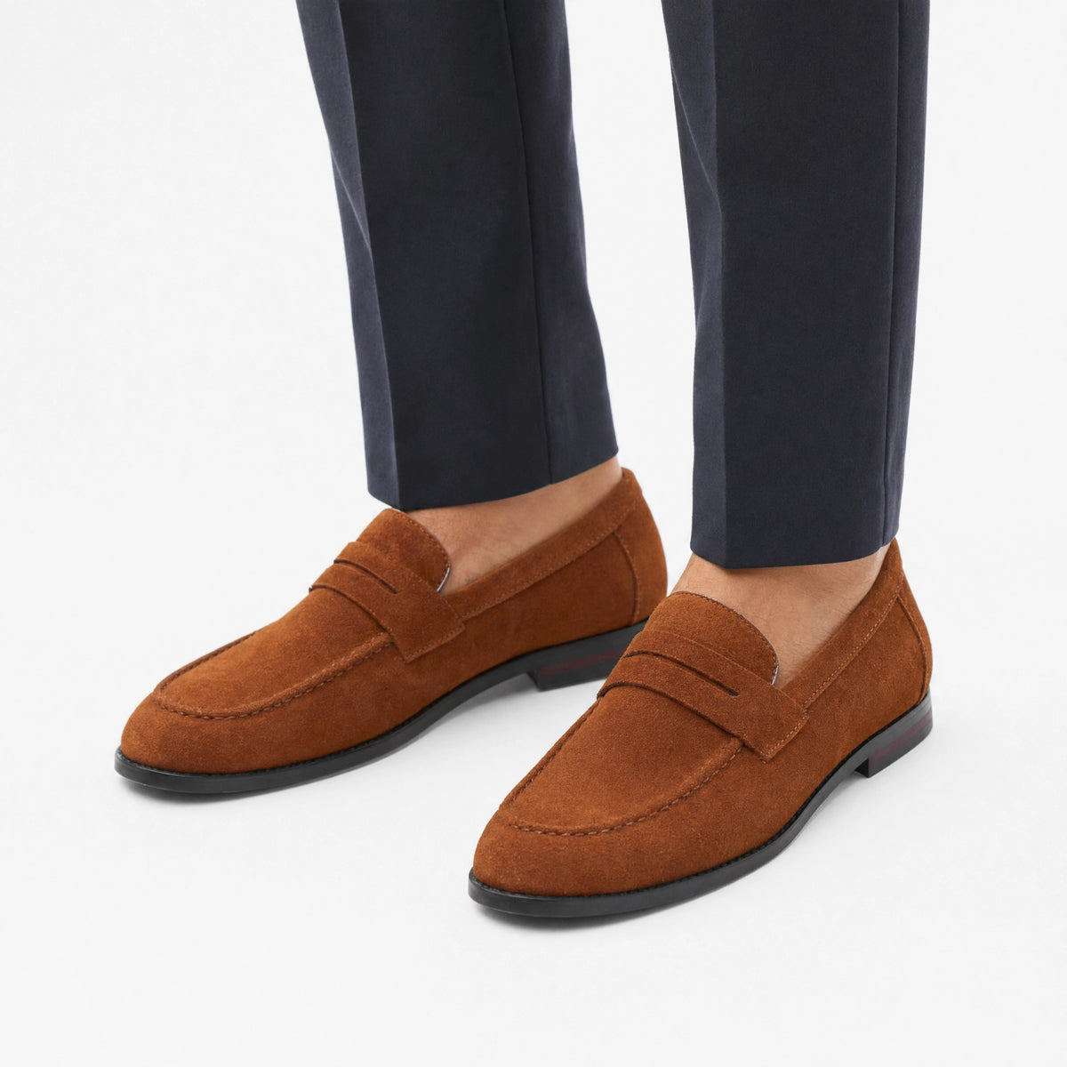 Brown Suede Penny Band Loafers
