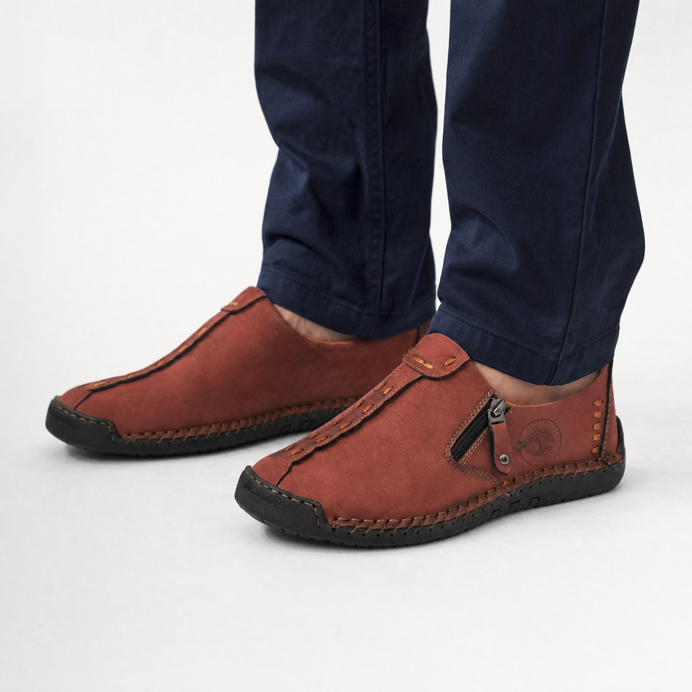 Burgundy Zip Stitch Loafers