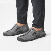 Grey Textured Zip Loafers