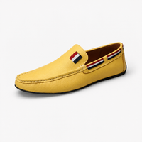Yellow Tricolour Leather Loafers