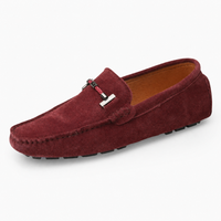 Burgundy Suede Chain Driving Loafers