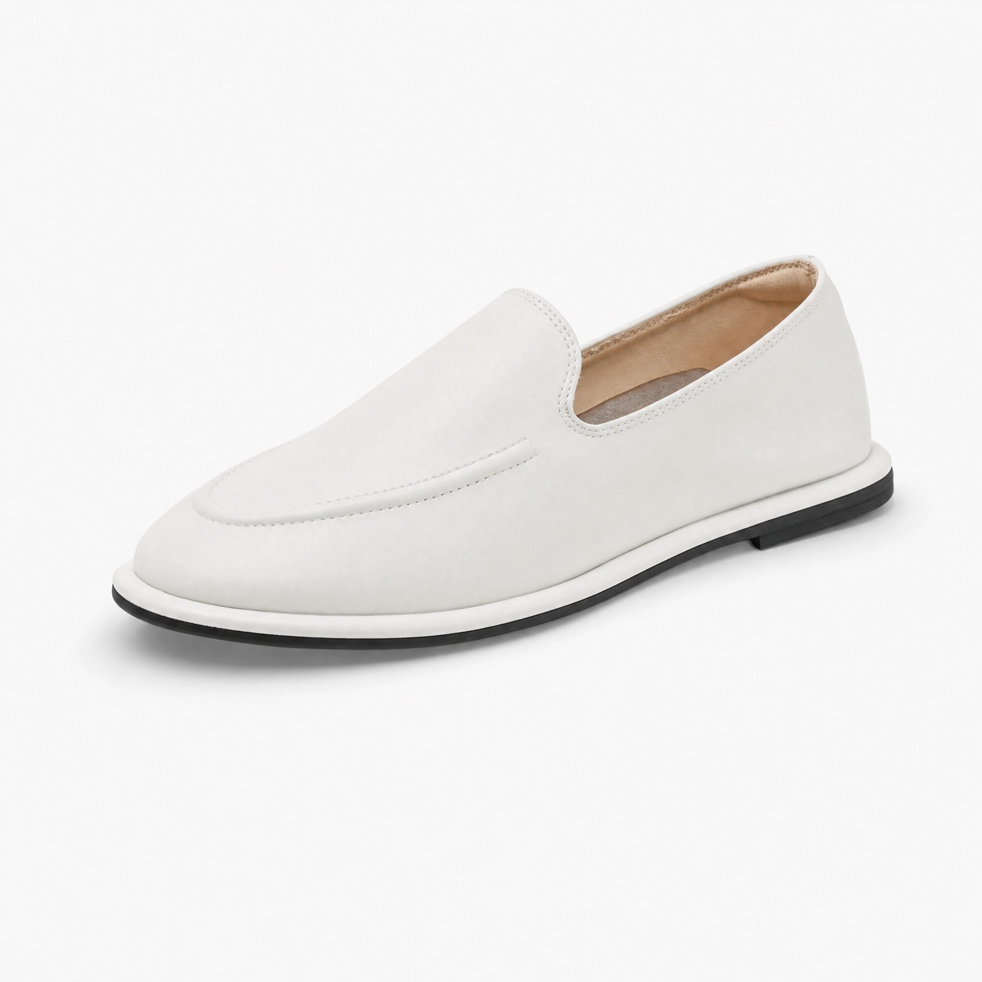 White Leather Soft Loafers