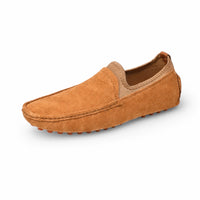 Camel Suede Studded Sole Loafers