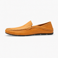 Camel Perforated Leather Loafers