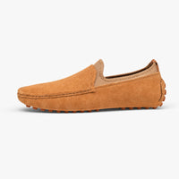 Camel Suede Studded Sole Loafers
