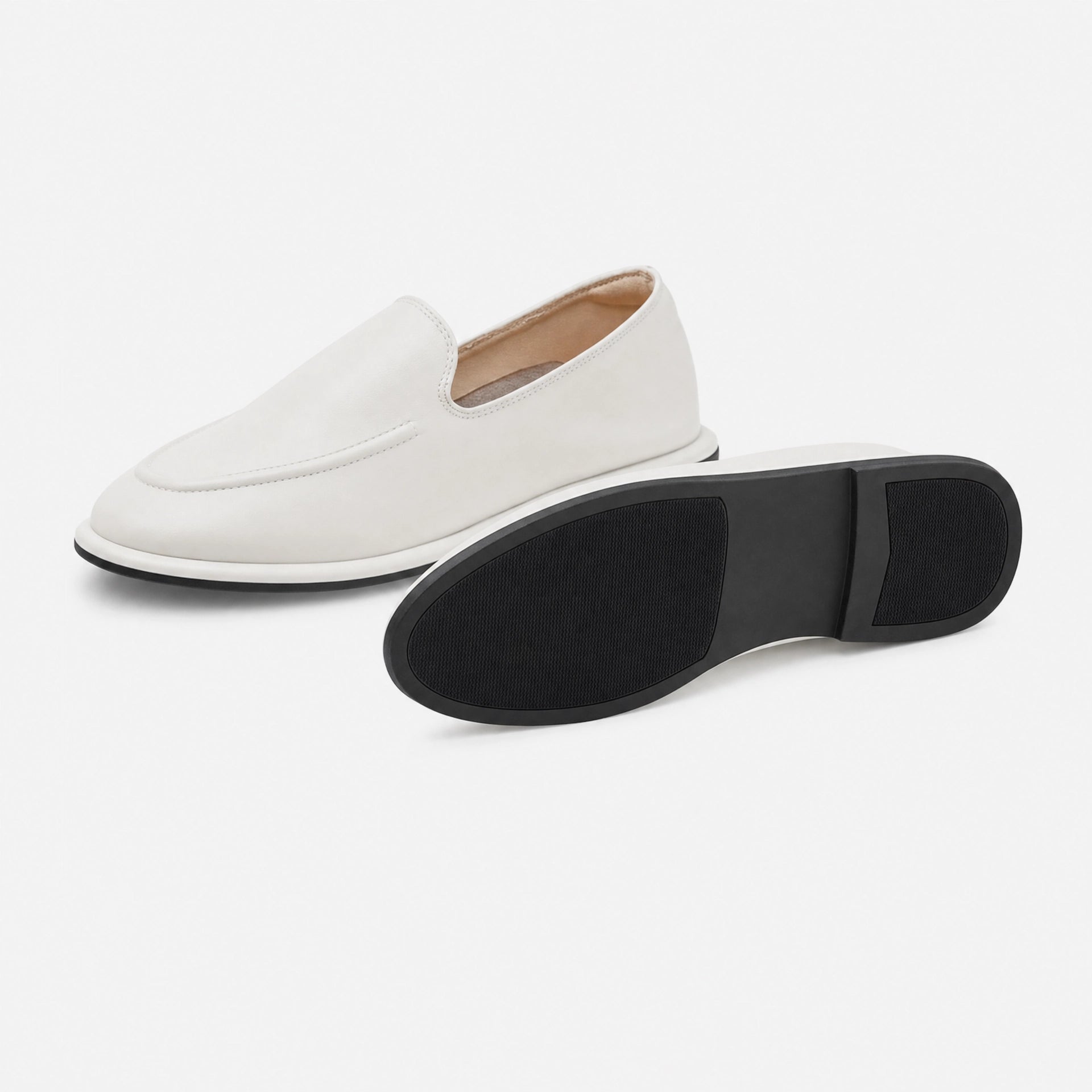 White Leather Soft Loafers