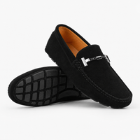 Black Suede Chain Studded Loafers