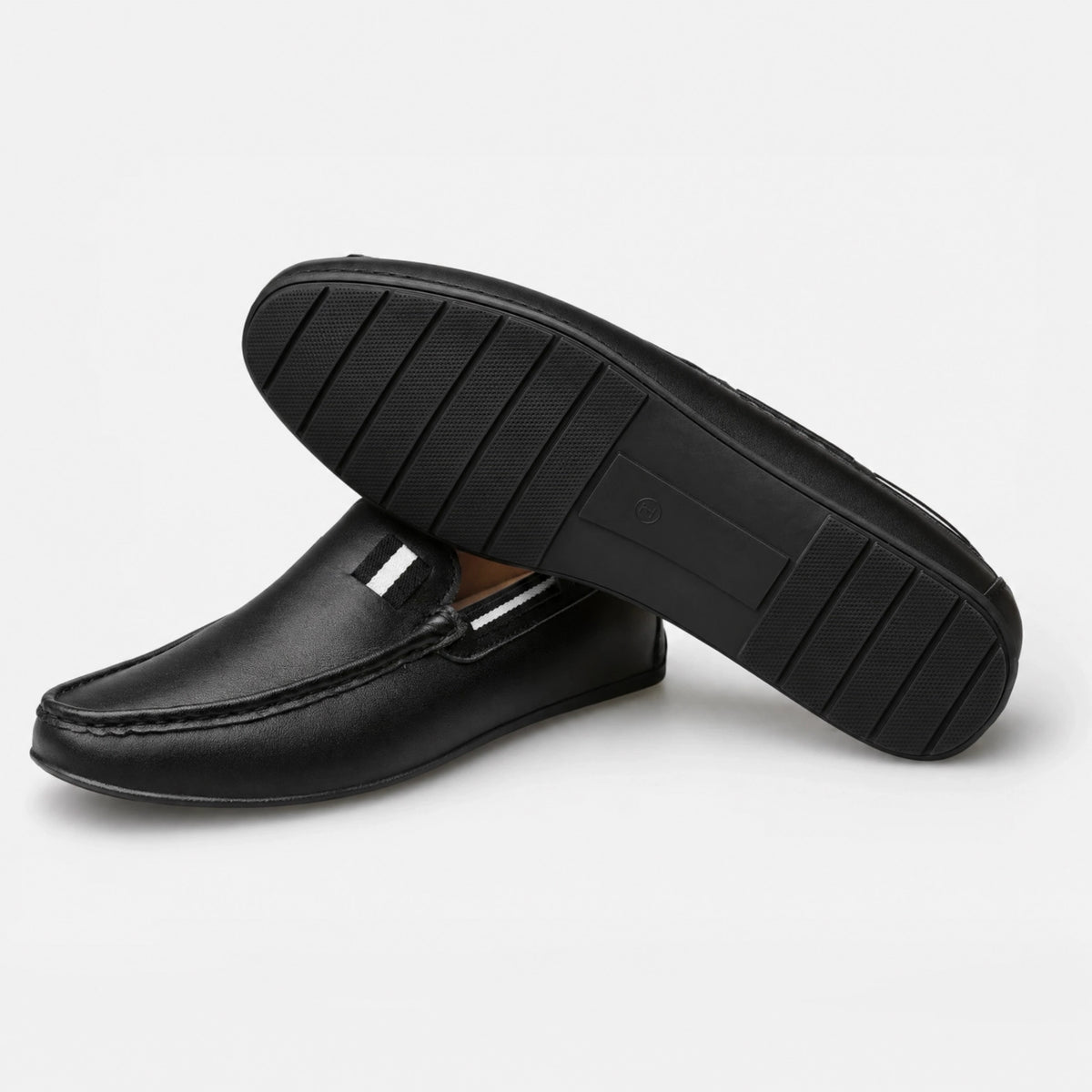 Black Tricolour Ribbon Loafers