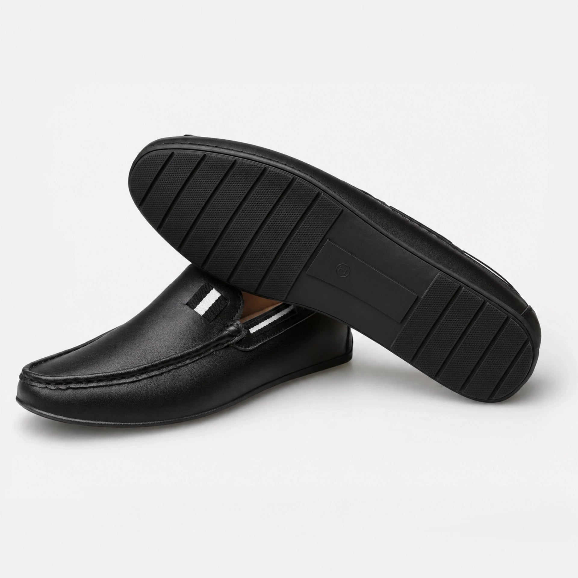 Black Tricolour Ribbon Loafers