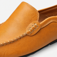Camel Perforated Leather Loafers