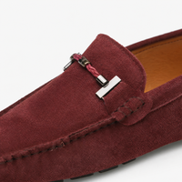 Burgundy Suede Chain Driving Loafers