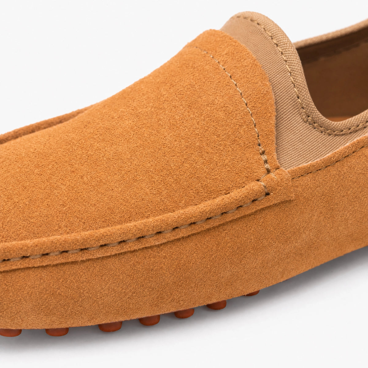 Camel Suede Studded Sole Loafers
