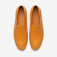 Camel Perforated Leather Loafers