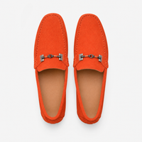 Orange Suede Chain Driving Loafers