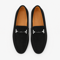 Black Suede Chain Studded Loafers