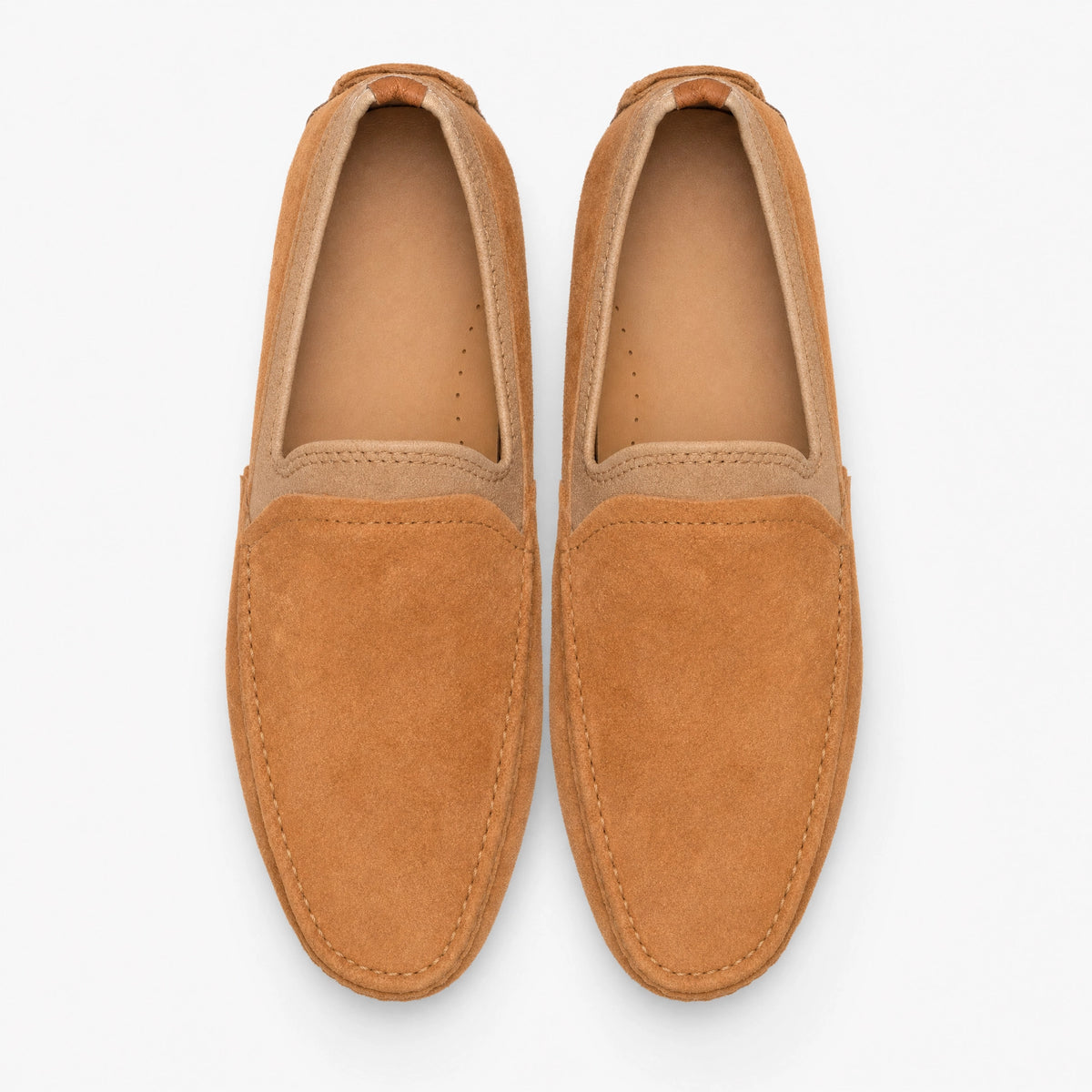 Camel Suede Studded Sole Loafers