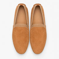 Camel Suede Studded Sole Loafers