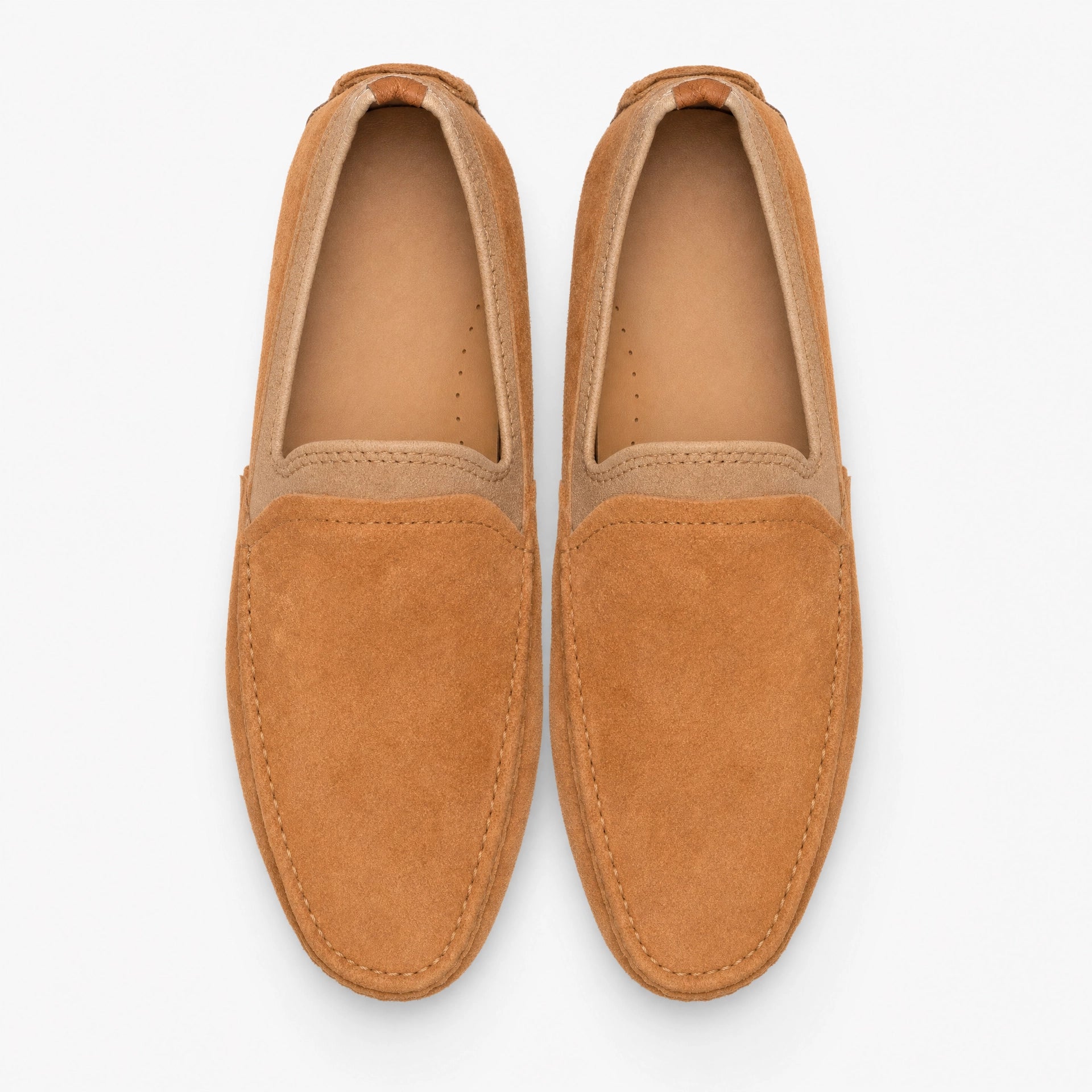 Camel Suede Studded Sole Loafers