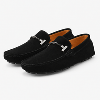 Black Suede Chain Studded Loafers