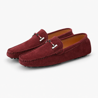Burgundy Suede Chain Driving Loafers