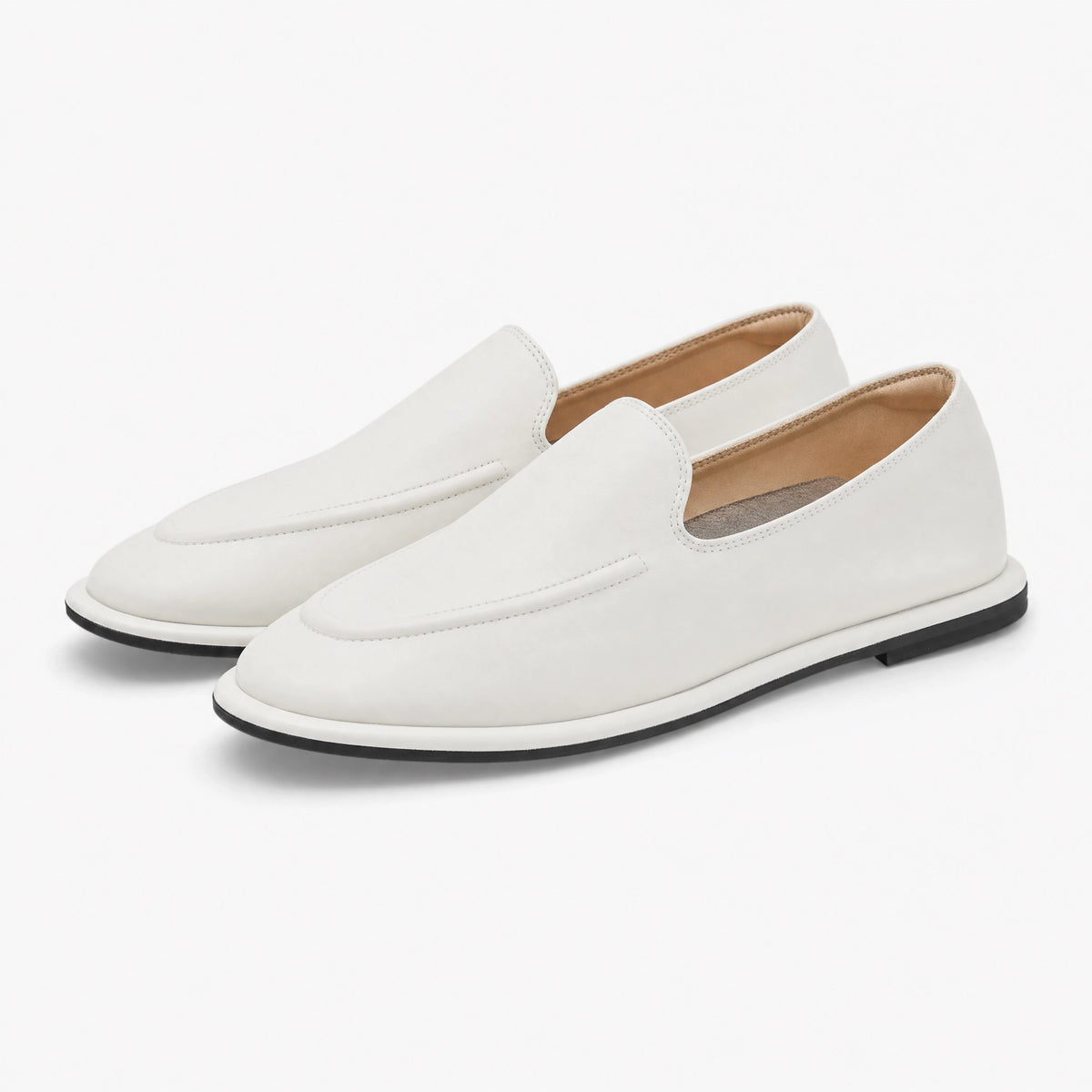 White Leather Soft Loafers