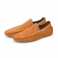 Camel Suede Studded Sole Loafers