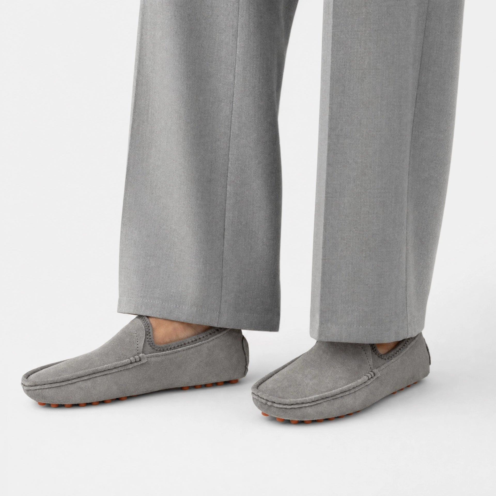 Grey Suede Red Sole Loafers