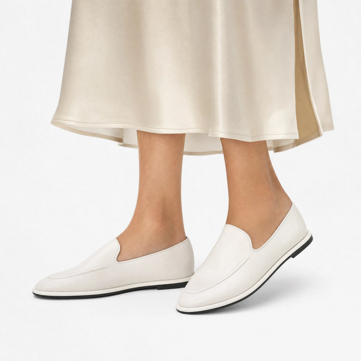 White Leather Soft Loafers