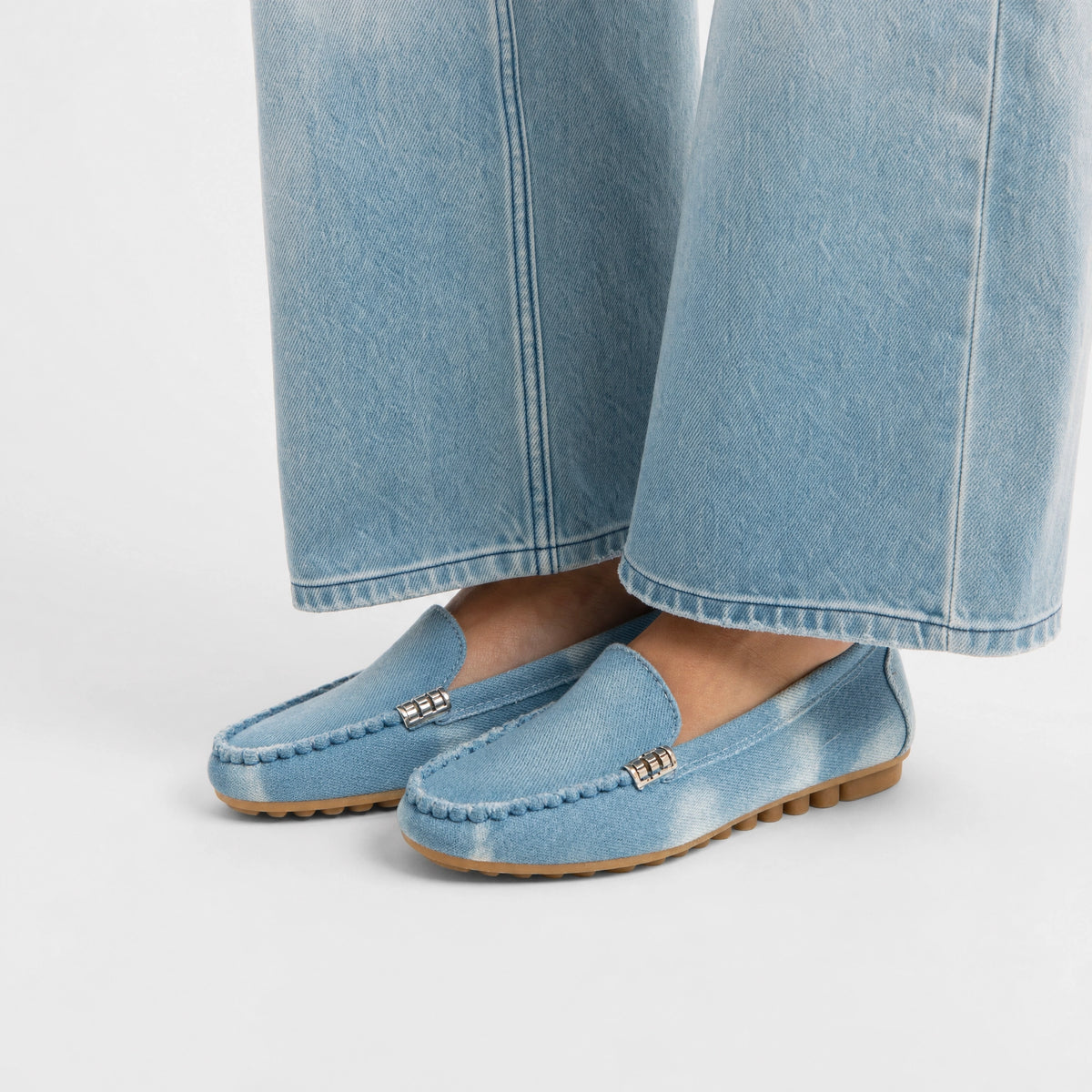 Denim Buckle Loafers