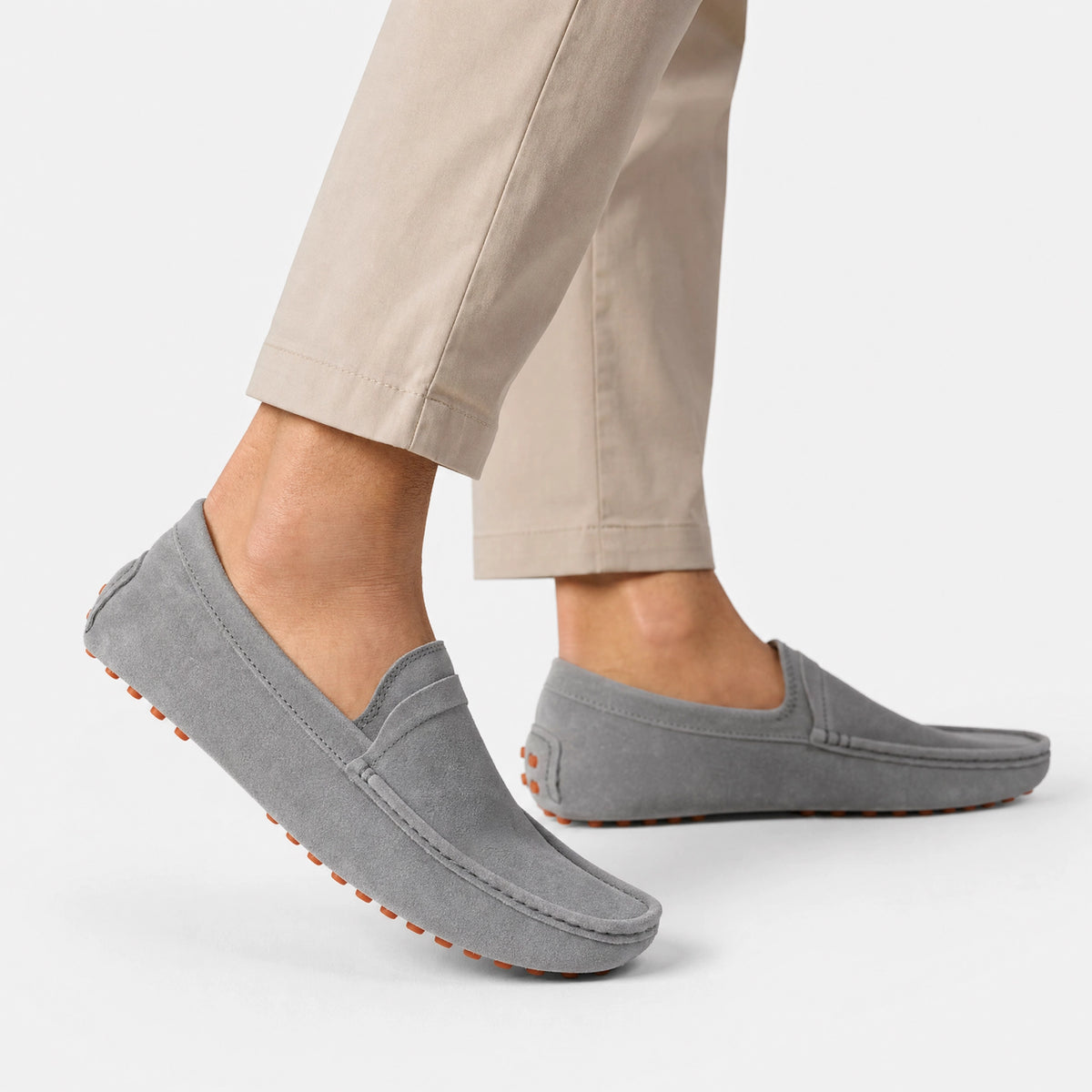 Grey Suede Red Sole Loafers