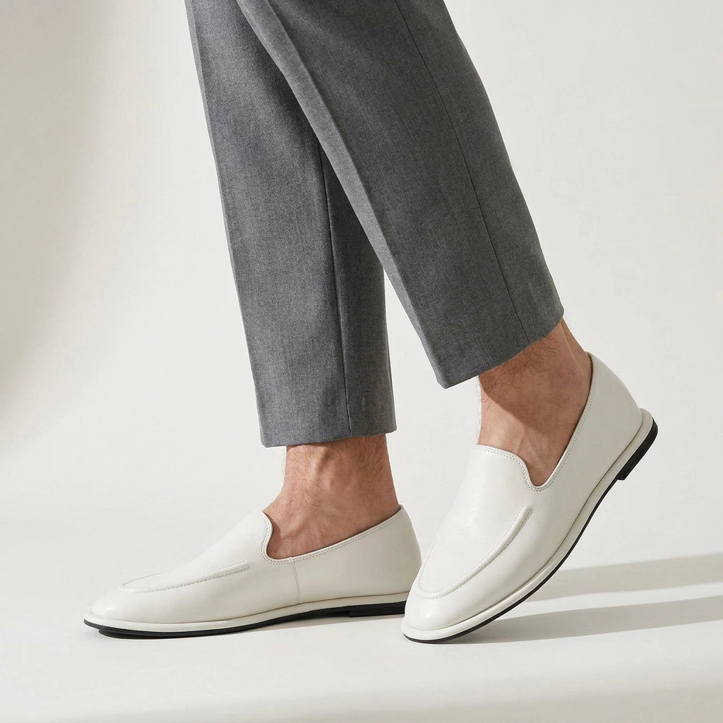 White Leather Soft Loafers