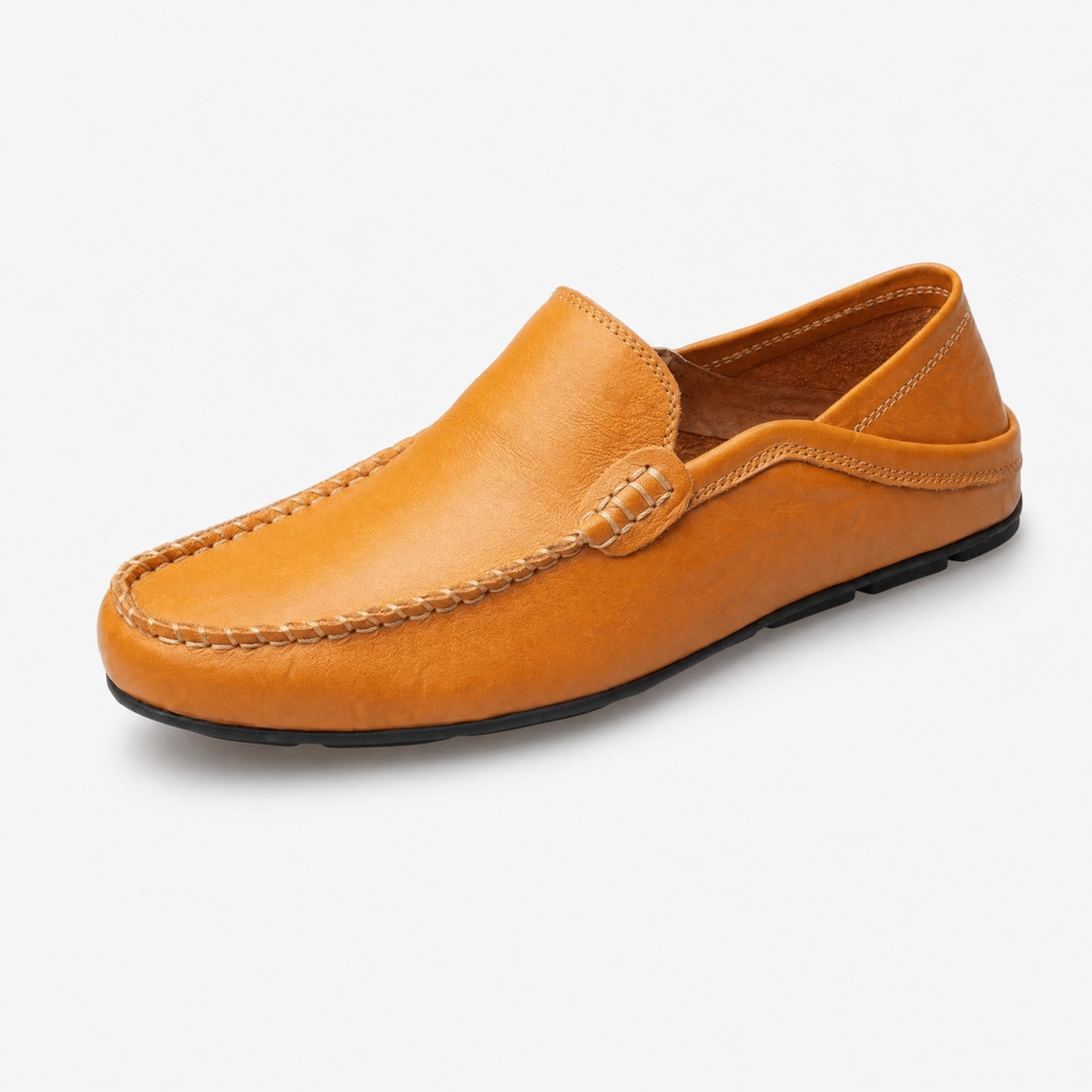 Camel Leather Braided Loafers