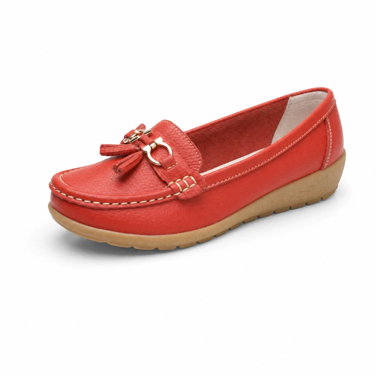 Red Tassel Buckle Platform Loafers