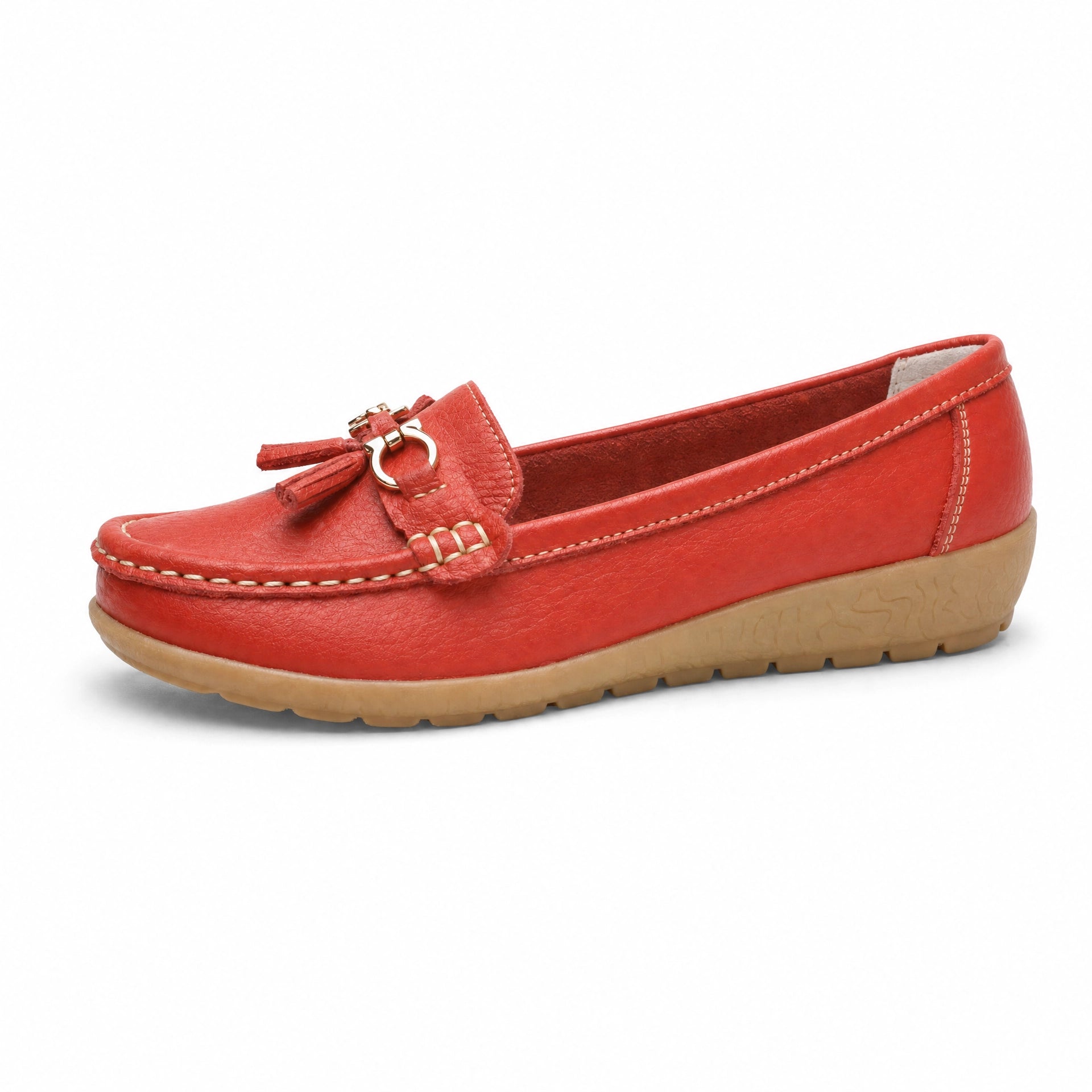 Red Tassel Buckle Platform Loafers